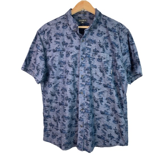 Eddie Bauer Other - Eddie Bauer Men's L Classic Fit Blue Fishing Short Sleeve Cotton Button Up Shirt